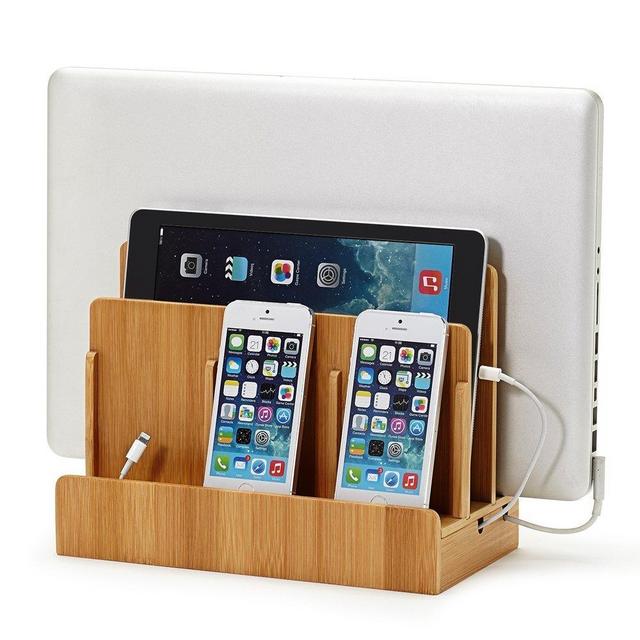 Great Useful Stuff Eco Bamboo Multi-Device Charging Station Dock & Organizer - Multiple Finishes Available. for Laptops, Tablets, and Phones | GUS San Francisco CA