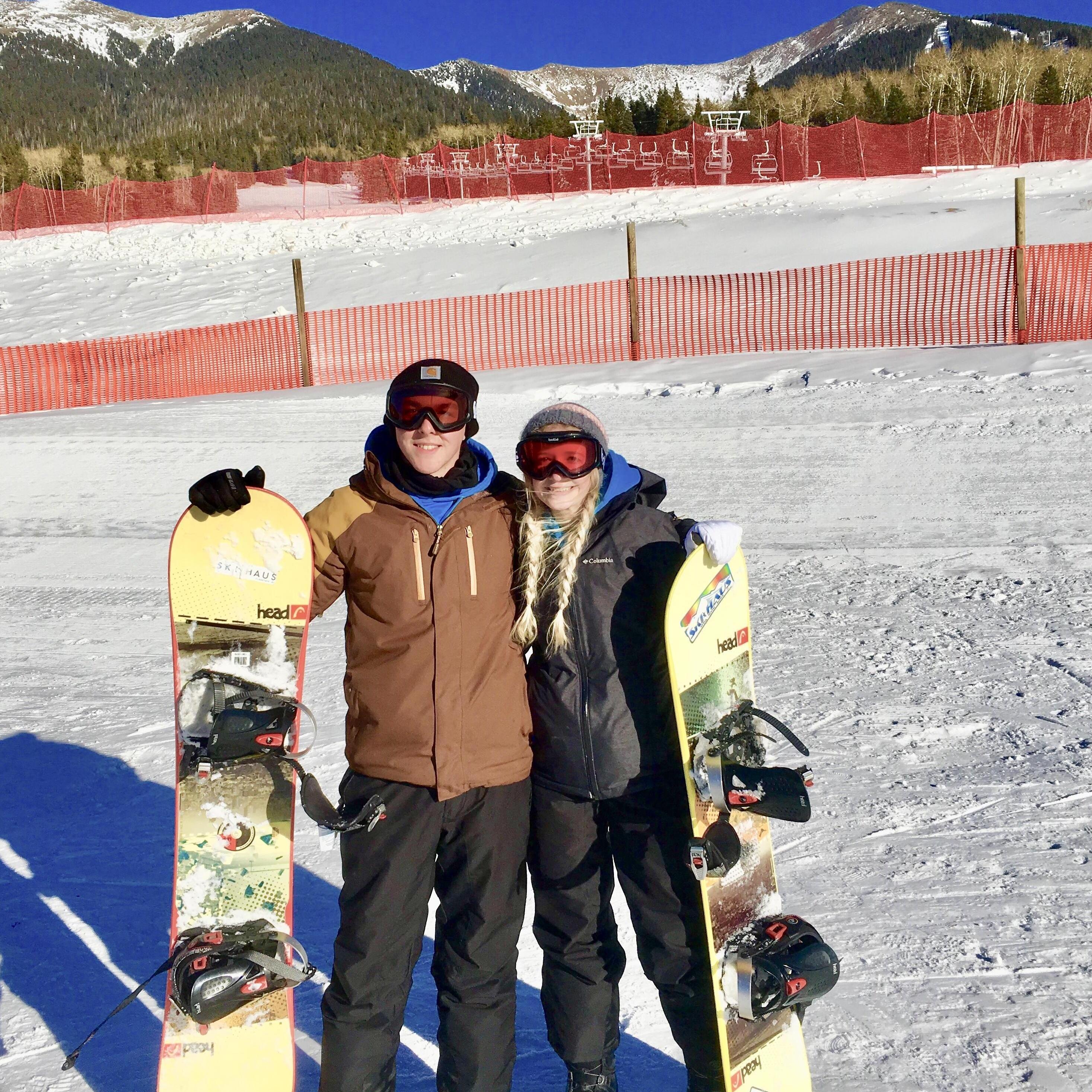 Our first time snowboarding!