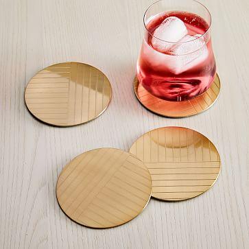 Linear Brass Coasters (Set of 4)