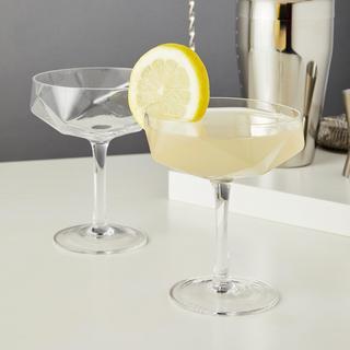 Raye Faceted Champagne Coupe Glass, Set of 2
