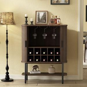 Bar Cabinet with Sliding Doors (Walnut)