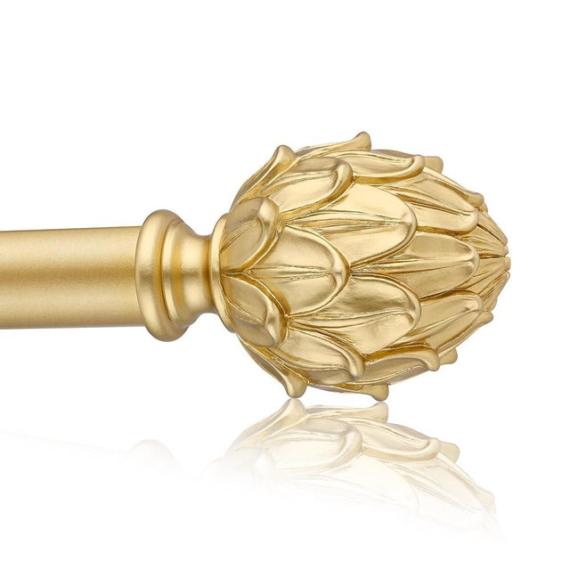 Curtain Rods for Windows 28 to 48 Inches 6/8 Inch Diameter Adjustable Drapery Rods Decorative Single Window Curtain Rods with Classic Finials,Gold