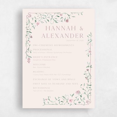 Dusty Rose, Pink Wedding Program - Mirto