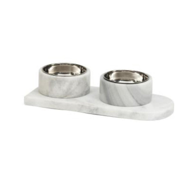 3pc Marble Pet Bowls With Tray Set | Pet | TJ Maxx