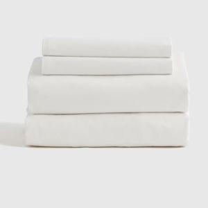 Organic Brushed Cotton Sheet Set in White, Queen