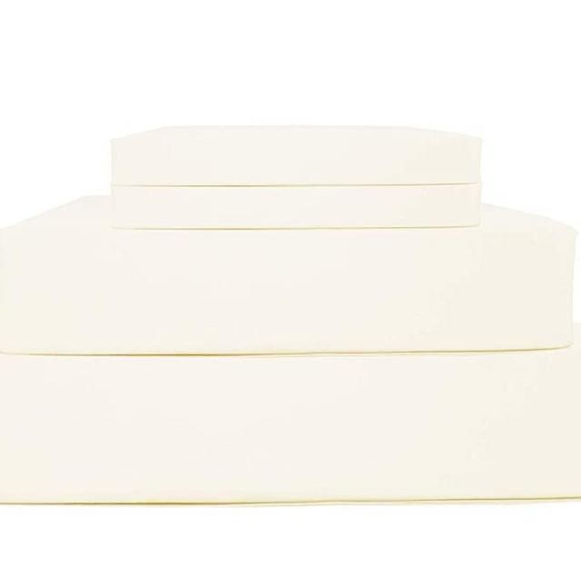 100% Cotton Percale Sheets King Size, Ivory, Deep Pocket, 4 Piece - 1 Flat, 1 Deep Pocket Fitted Sheet and 2 Pillowcases, Crisp Cool and Strong Bed Linen