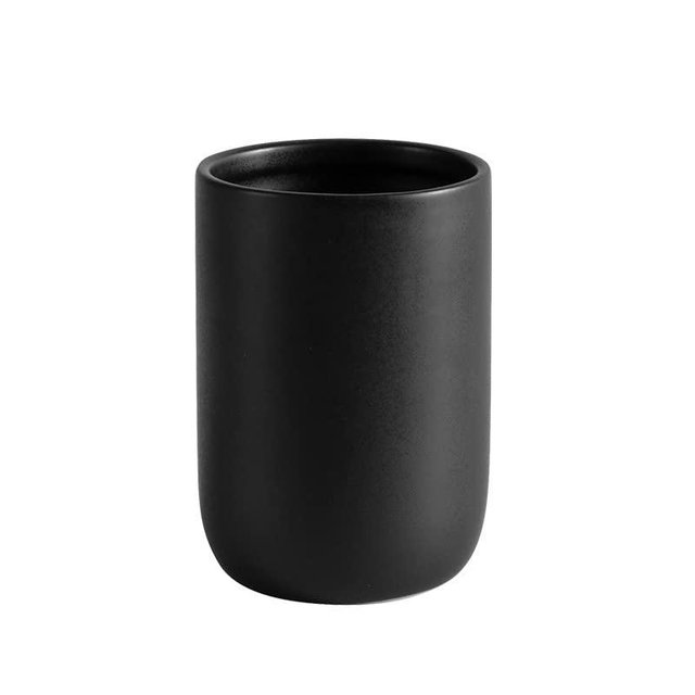 Bathroom Ceramic Toothbrush Cup, Matte Black Toothbrush Cup Holder, Bathroom Storage Organizer