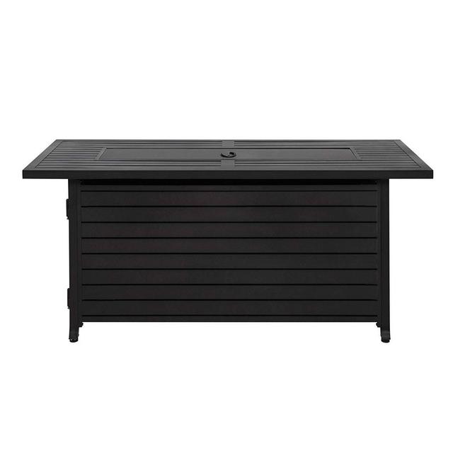 Outdoor Rectangle Fire Pit with Wind Screen - Black Mocha - AZ Patio Heaters