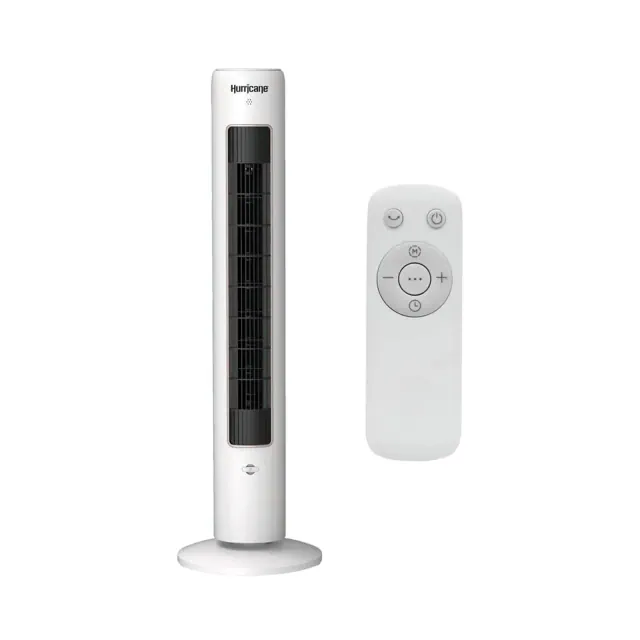Hurricane Triple Action Indoor Tower Fan, 40 Inch Air Enhancing Electric Cooling Fan with Aromatherapy Diffuser and Remote Control, White