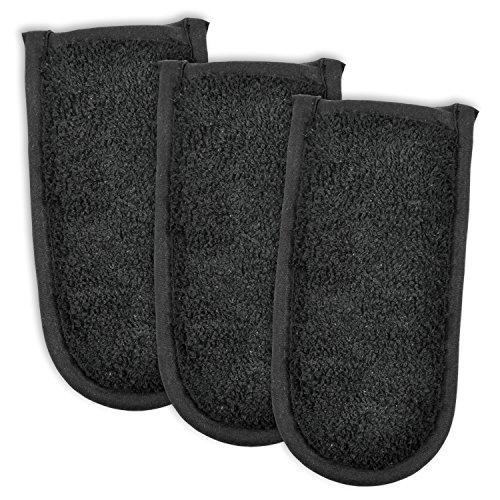 DII CAMZ34356 100% Cotton Terry Pan Handle Set Machine Washable, Heat Resistant, 6 x 3, Black, 3 Piece