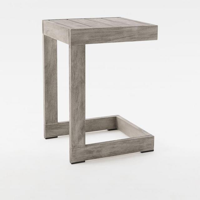 Portside Outdoor 17 in C Side Table, Weathered Gray