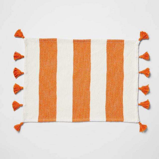 Cotton Preppy Stripe Placemat Orange/White - Opalhouse™