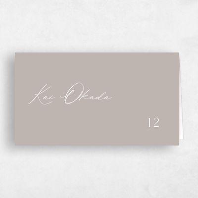 Greige, Brown Wedding Place Card - Olmo