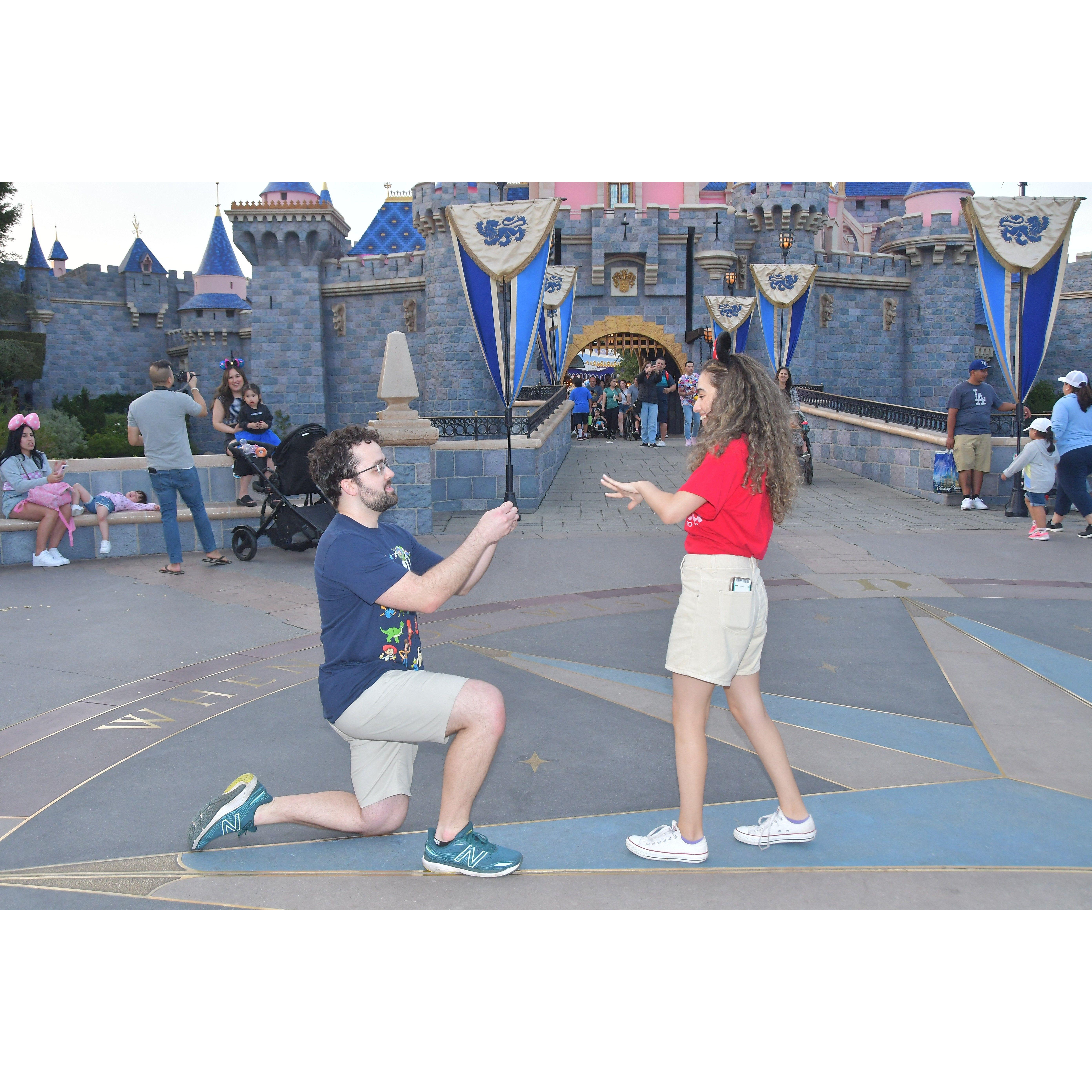 2022: The Disneyland Photographers told us to repeat the proposal in front of the Castle for some extra memories.