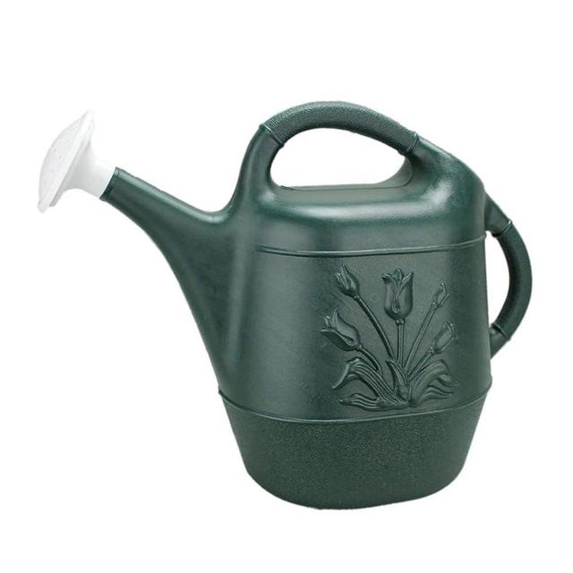 PMU 2 Gallon Watering Can - Garden Watering Can for Indoor & Outdoor Plants - Plastic Water Can with Detachable Sprinkler Head - Large Water Pot, Made in USA - Hunter Green Pkg/1
