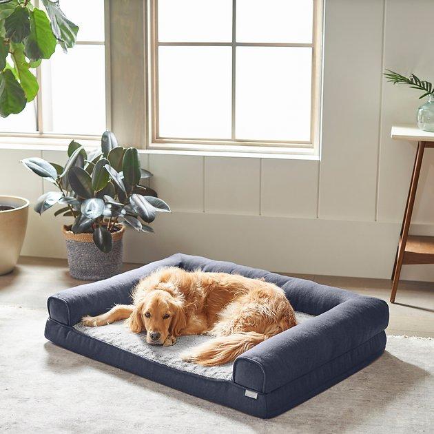 FRISCO Heathered Woven Orthopedic Sofa Bolster Dog Bed w/Removable Cover, Gray, X-Large - Chewy.com