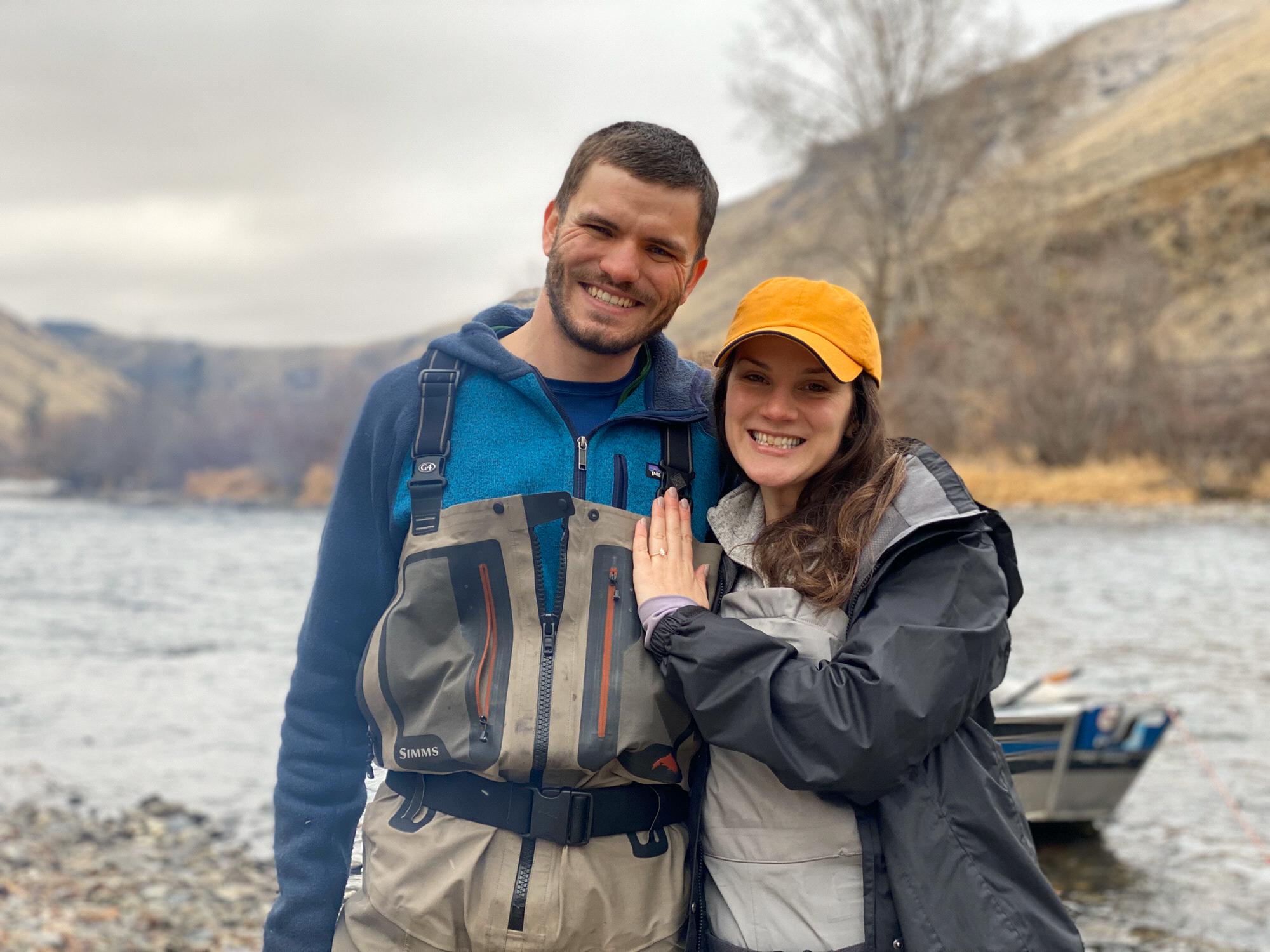 Engagement excitement on the Yakima River.