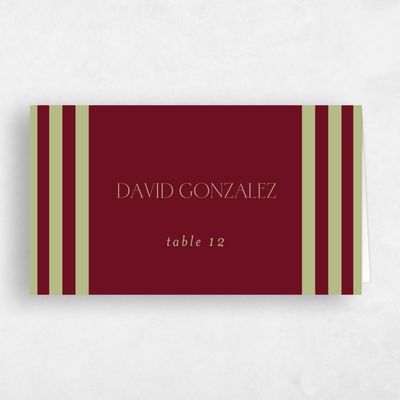 Dark Burgundy, Red Wedding Place Card - Reinette