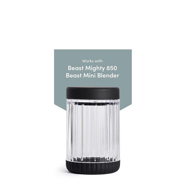 Beast Blending Vessel for Mighty 850 and Beast Mini Blender, Ultra-Thick Tritan Blending Vessel + Storage Lid (530mL, Carbon Black)