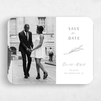 White Rounded Wedding Save the Date - Avila Photo