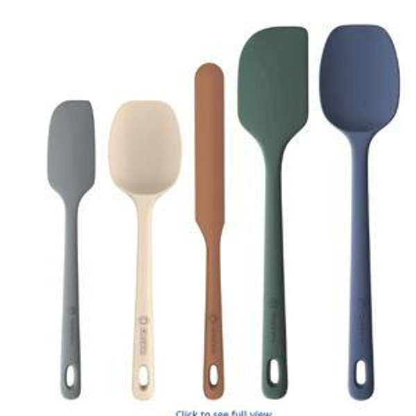 ChefAide 5 Pieces Silicone Spatula Set, Food Grade Rubber Spatula, Upgrade Strong Handle with Ergonomic Grip, Heat Resistant Up to 600°F for Nonstick Cookware, Cooking