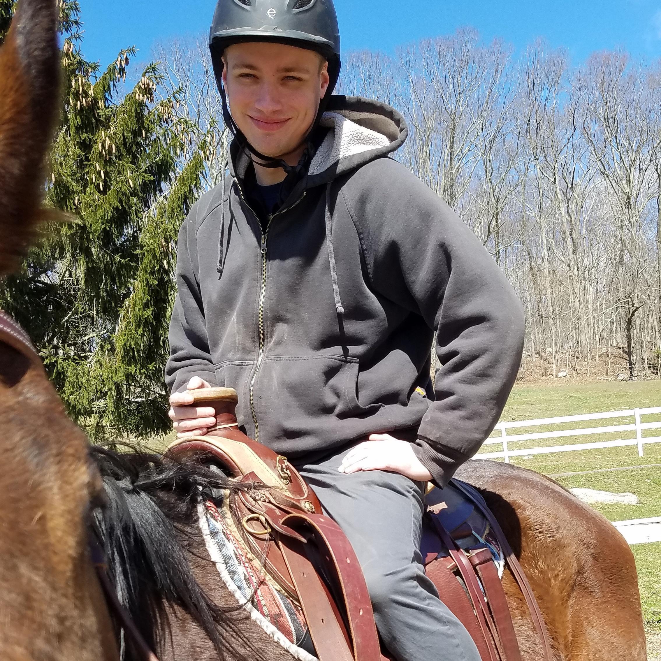 Caleb's first horse riding lesson!