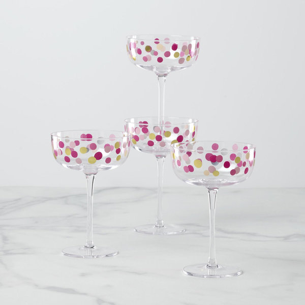 Kate Spade It's Raining Confetti Coupe Glasses - Thumbnail 3