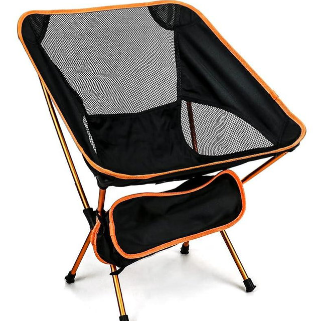 QWORK Ultralight Portable Camping Chair with Triangular Stability – Aluminum Alloy Frame, Ripstop Polyester Seat, Plastic Joints, 330 lbs Capacity - for Fishing, Camping, Hiking and Backpacking Orange
