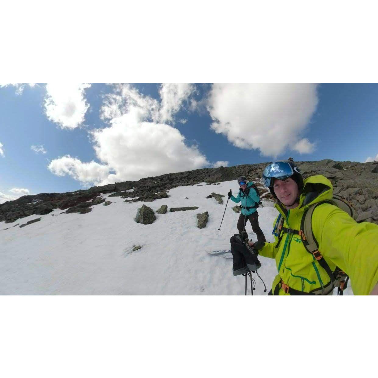 Hiking up Mount Washington to ski Tuckerman Ravine.