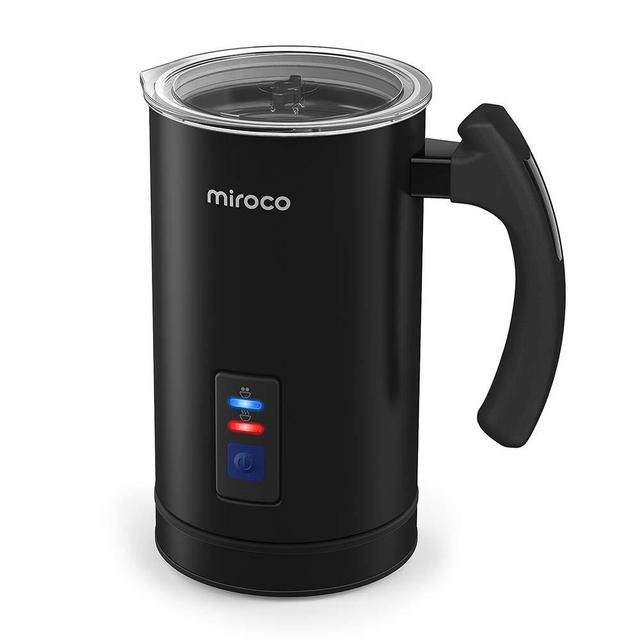 Milk Frother, Miroco Stainless Steel Milk Steamer with Hot &Cold Milk Functionality, Automatic Foam Maker For Coffee, Hot Chocolates, Latte, Cappuccino, Electric Milk Warmer, Silent Operation-Black
