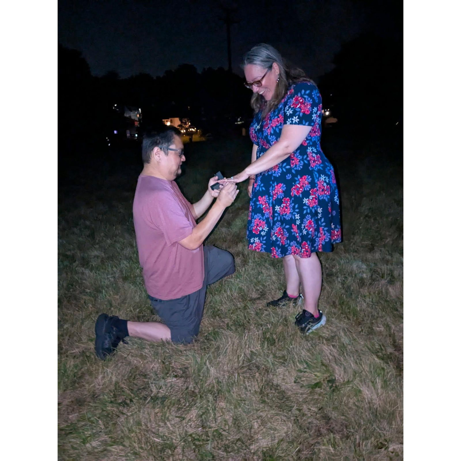 Saying "Yes" under the fireworks!!