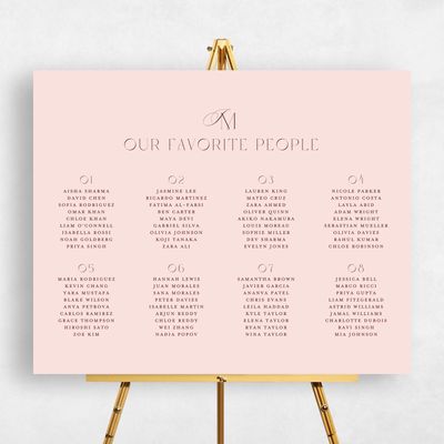 Pink Typography Wedding Sign - Galiena Seating Chart