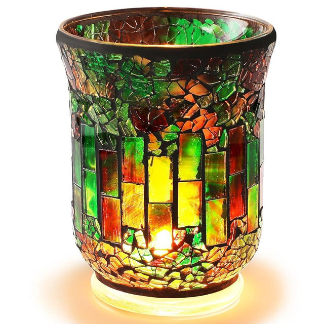 VINTORKY Candle Jar European Style Glass Candlestick Table Centerpiece Farmhouse Decor