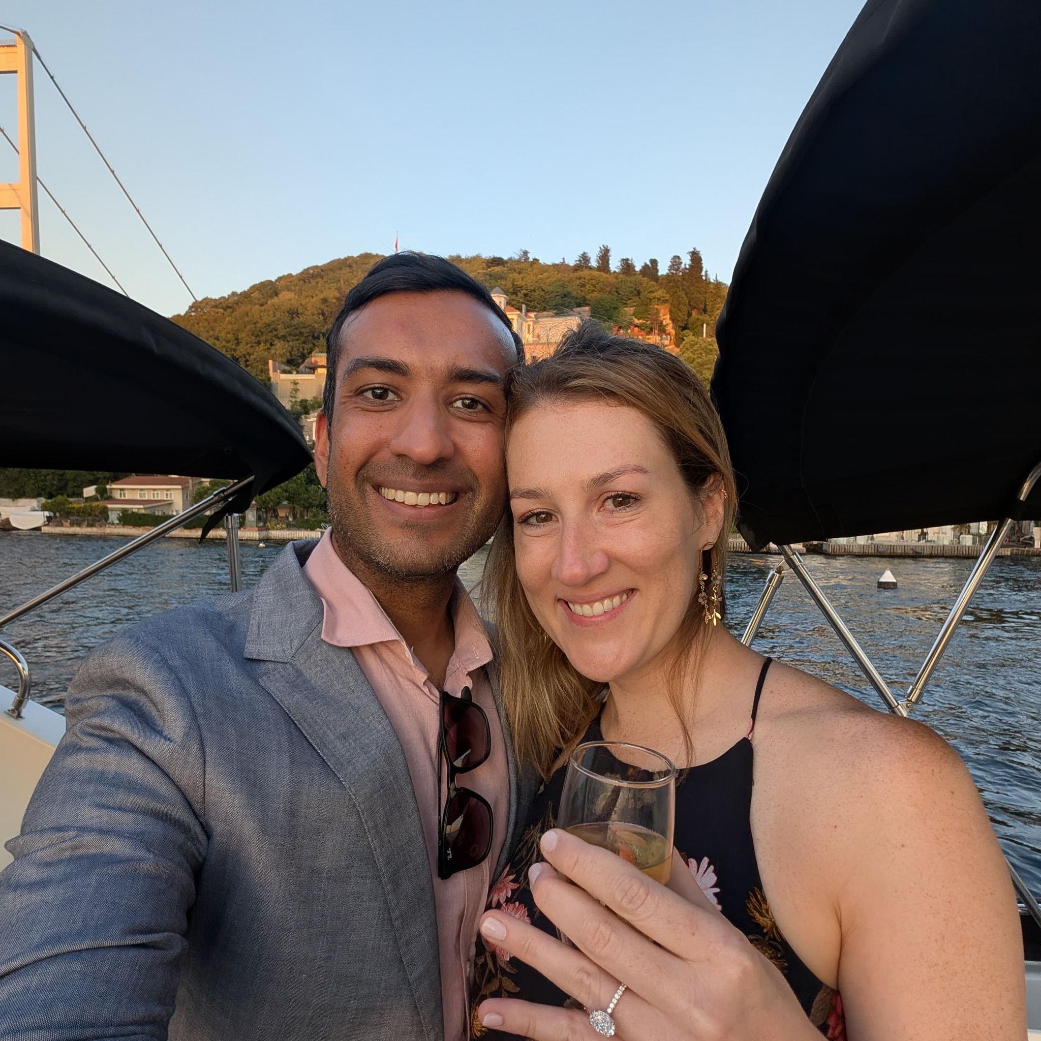 Nitesh proposed on a private sunset cruise down the Bosphorus strait in Istanbul, Turkey on September 1st, 2025