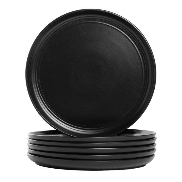 10 Strawberry Street Double Line 10.5" Dinner Plate, Set of 6, Matte Black