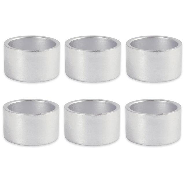 DII Decorative Painted Acrylic Napkin Ring Set, Silver, 6 Piece