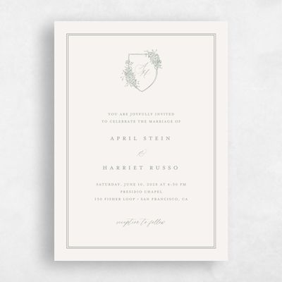 Light Oatmeal, Beige Wedding Invitation - Joya Portrait