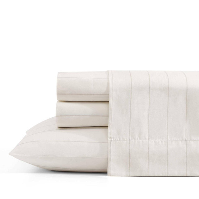 Tommy Bahama King 300 Thread Count Sheet Set Palma Stripe Beige