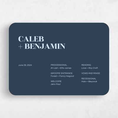 Blue Rounded Wedding Program - Melvine