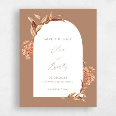 White Fall Wedding Save the Date - Caoba Portrait