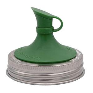 2 Pack Mason Jar Lifestyle Silicone Oil Cruet Insert for Mason Jars with Stainless Steel Bands Sturdy Silicone Seal for Essential Oils, Vinegar, Cooking Oil (Leaf Green, Regular Mouth)
