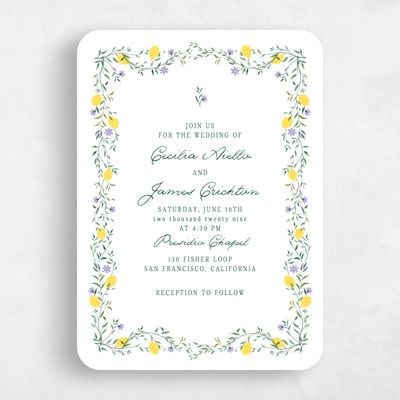 White Rounded Wedding Invitation - Brume Portrait