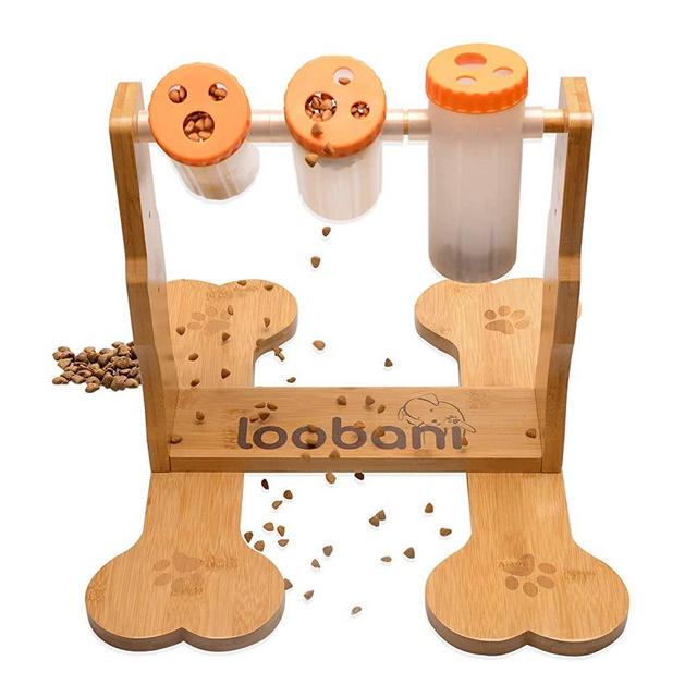 LOOBANI Dogs Food Puzzle Feeder Toys for IQ Training & Mental Enrichment, Interactive Funny Entertainment Pass Time Games for Pets,Adjustable Treats Dispenser by Spinning Bottle