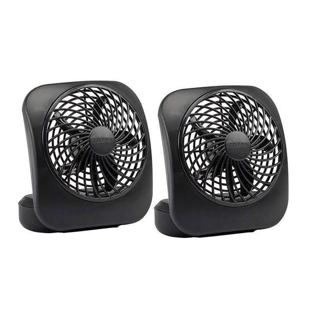 Treva 5" Battery Powered Desk Fan 2pk - Black