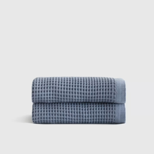 Organic Turkish Waffle Bath Towels (Set of 2) in Mineral
