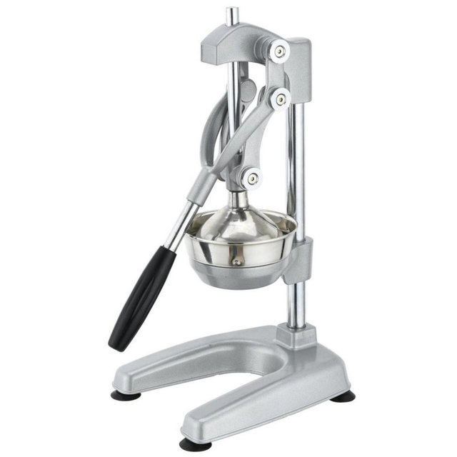 Courant Cast-Iron Orange Juice Squeezer, Stainless Steel Lemon - Sturdy Manual Citrus Press & Juicer with Large Press Bowl, Gray