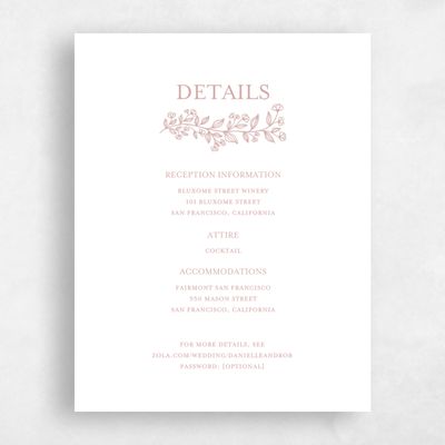 Pink Summer Wedding Enclosure - Kalispell Letterpress