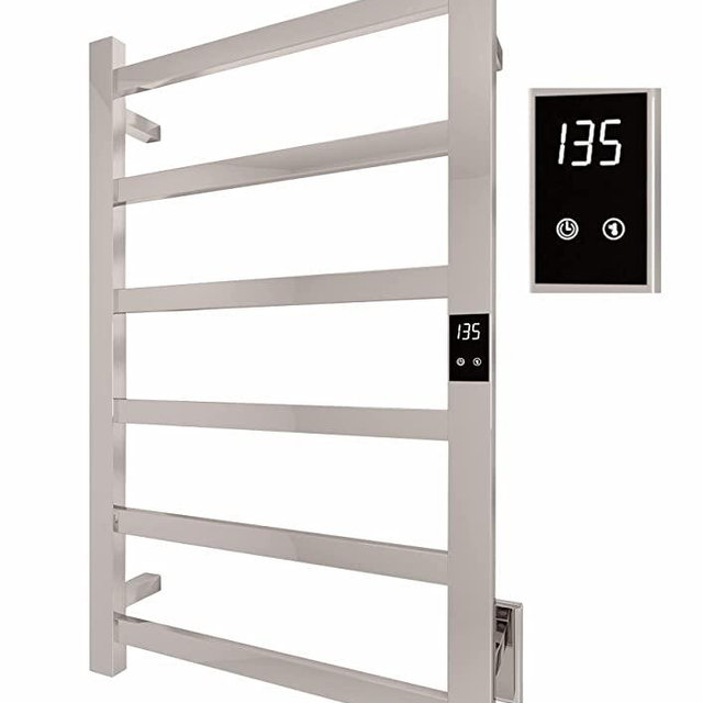 Topdattion Electric Towel Warmer | Super Thin | with Timer & Temperature Multi-Level Adjustments | Hardwired & Plug-in | Fast Heating | Polished Finish