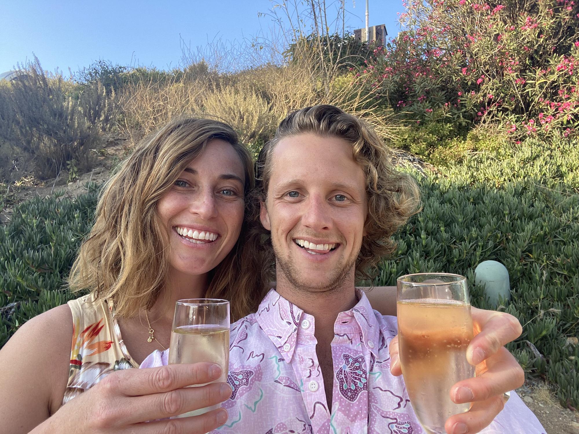 Celebrated our 2 year anniversary in Malibu and camped in our family’s van. Cheers!