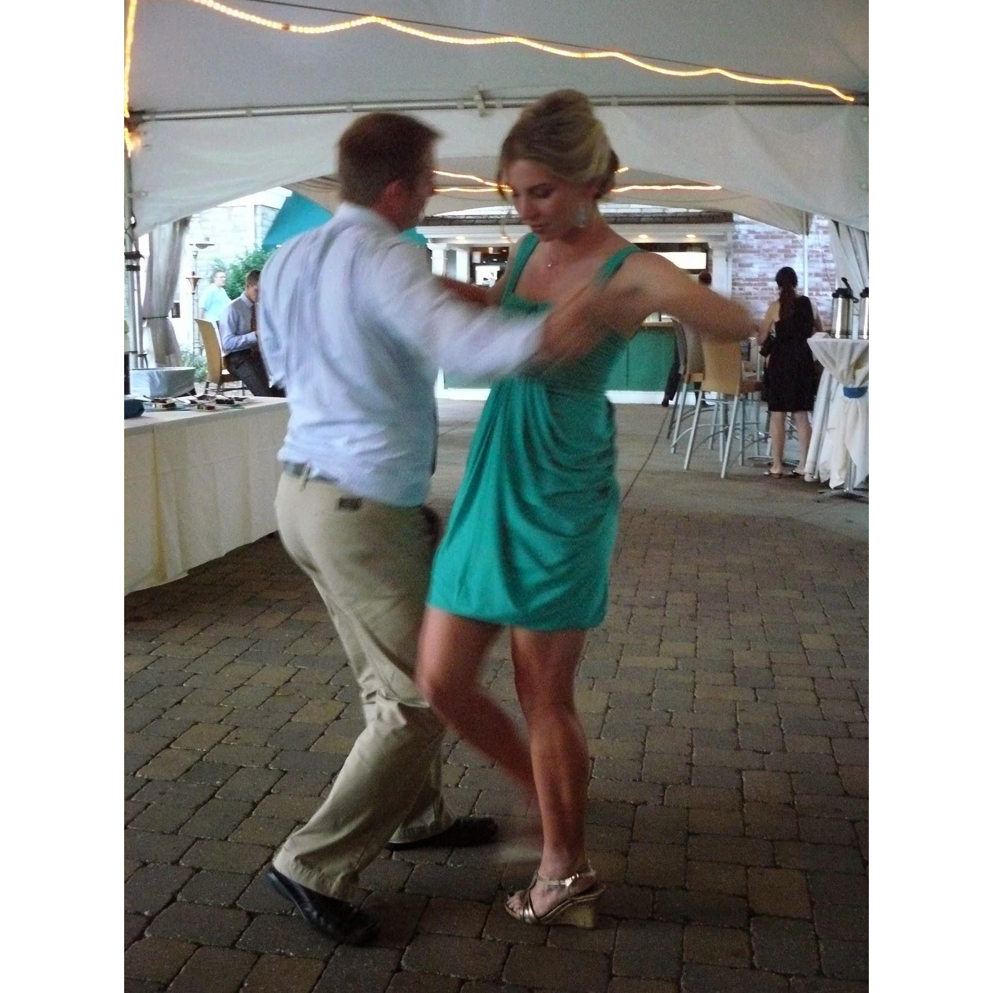 At Erin's wedding -- It's hard to get a good shot of us (or anyone!) while swing dancing but there have been many attempts!